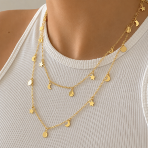 Colar duplo Stela - banhado a ouro