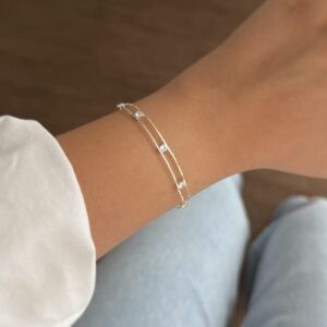 Pulseira Lara (cristal) - banhado em prata