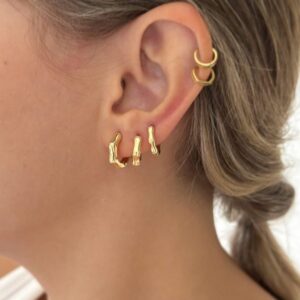 Brinco trio Telma - banhado a ouro