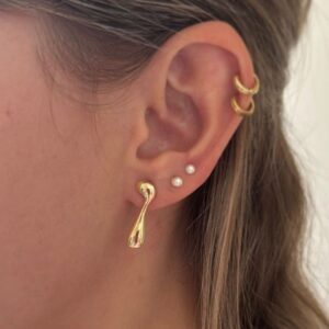 Brinco orgânico Lily - banhado a ouro