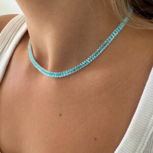 Choker Riviera Azul - banhada em prata