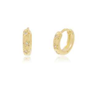 Brinco Argolinha Estrela Zircônia - banhado a ouro