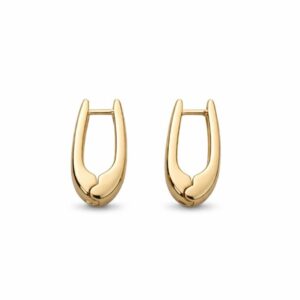 Brinco elo alongado - banhado a ouro
